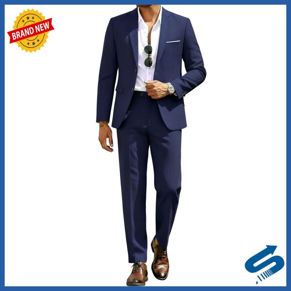 Classic Fit 2-Piece Suit Set Blazer Jacket Dress Pants Business Wedding
